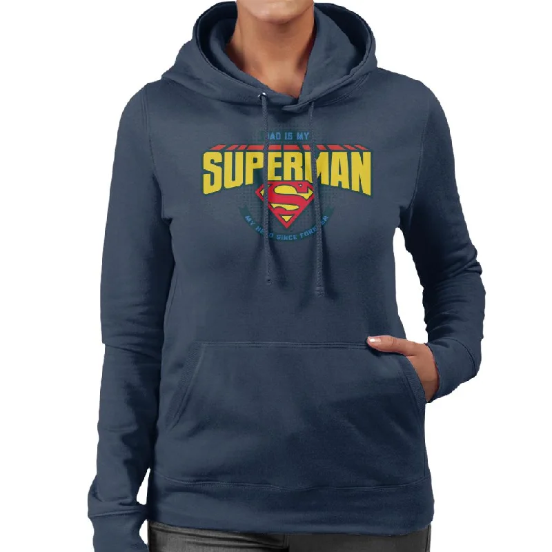 Superman Fathers Day Dad Is My Hero Since Forever Women's Hooded Sweatshirt Hoodie with Button Placket Classic Preppy Superman Fathers Day Dad Is My Hero Since Forever Women's Hooded Sweatshirt Hoodie with Button Placket Classic Preppy