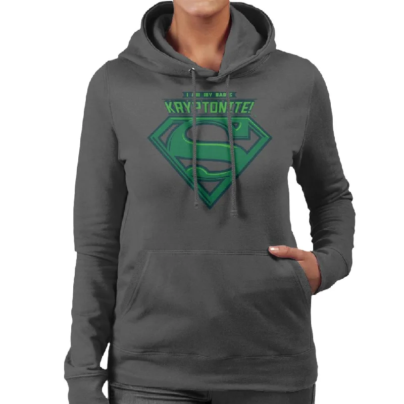 Superman I Am My Dads Kryptonite Fathers Day Women's Hooded Sweatshirt Hoodie with Batwing Sleeves Loose Dramatic Superman I Am My Dads Kryptonite Fathers Day Women's Hooded Sweatshirt Hoodie with Batwing Sleeves Loose Dramatic
