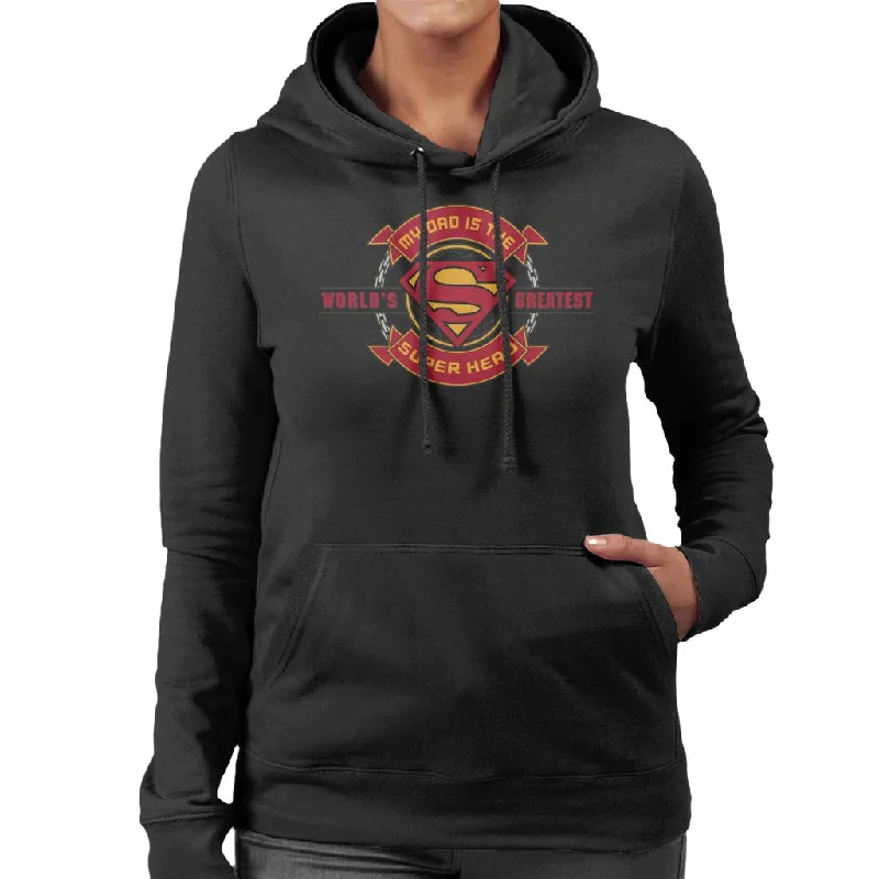 Superman My Dad Is The Super Hero Fathers Day Women's Hooded Sweatshirt Hoodie with Crew Neck Simple Timeless Superman My Dad Is The Super Hero Fathers Day Women's Hooded Sweatshirt Hoodie with Crew Neck Simple Timeless