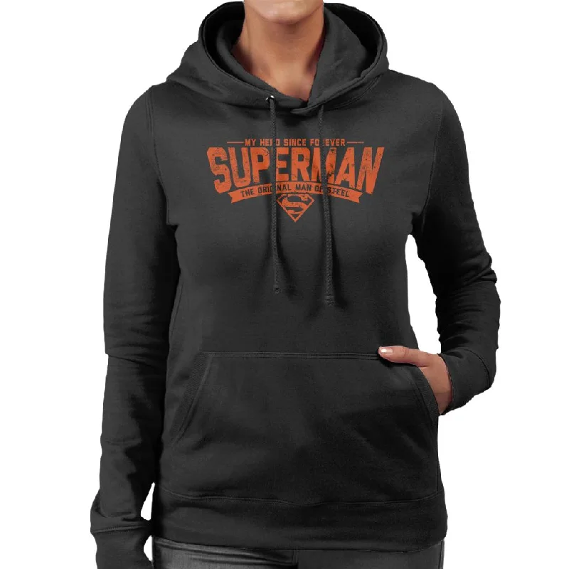 Superman My Hero Since Forever Women's Hooded Sweatshirt Hoodie with Hidden Zipper Minimalist Clean Superman My Hero Since Forever Women's Hooded Sweatshirt Hoodie with Hidden Zipper Minimalist Clean