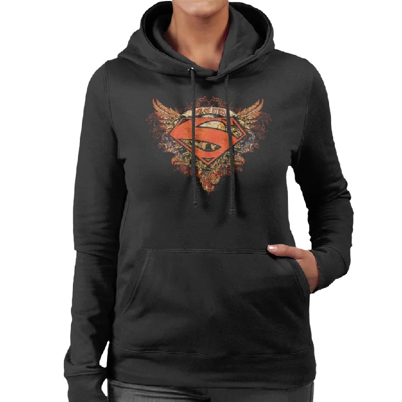 Superman Wings Tattoo Man Of Steel Women's Hooded Sweatshirt Hoodie with Half-Zip Sporty Casual Superman Wings Tattoo Man Of Steel Women's Hooded Sweatshirt Hoodie with Half-Zip Sporty Casual