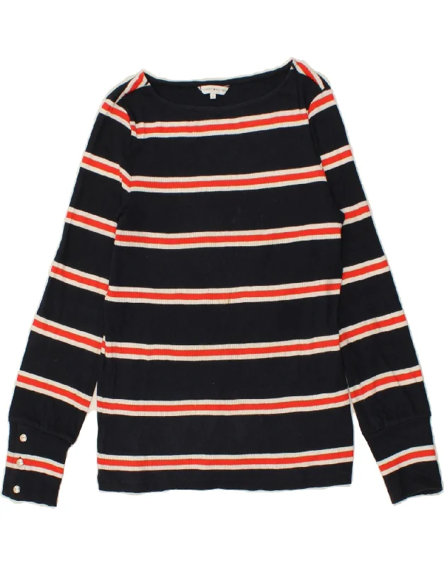 TOMMY HILFIGER Womens Boat Neck Jumper Sweater UK 14 Large Navy Blue Elasticated Padded Insulated TOMMY HILFIGER Womens Boat Neck Jumper Sweater UK 14 Large Navy Blue Elasticated Padded Insulated