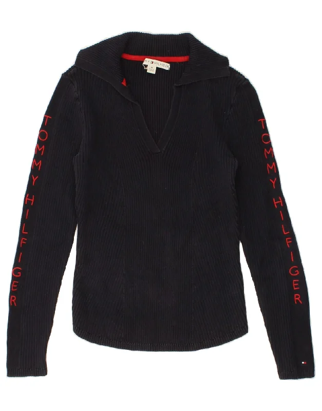 TOMMY HILFIGER Womens Polo Neck Jumper Sweater UK 12 Medium Navy Blue Chenille Fabric Brocade Fabric Lace Fabric TOMMY HILFIGER Womens Polo Neck Jumper Sweater UK 12 Medium Navy Blue Chenille Fabric Brocade Fabric Lace Fabric