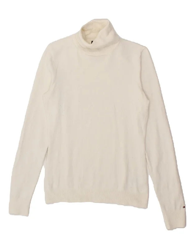 TOMMY HILFIGER Womens Roll Neck Jumper Sweater UK 10 Small White Cotton Spandex Rayon Corduroy TOMMY HILFIGER Womens Roll Neck Jumper Sweater UK 10 Small White Cotton Spandex Rayon Corduroy