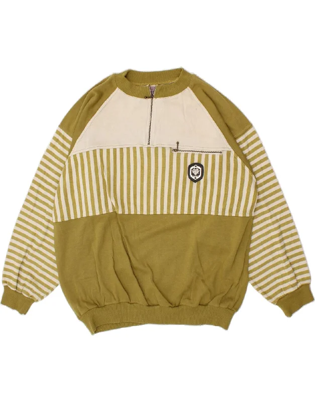 VINTAGE Mens Zip Neck Sweatshirt Jumper IT 48/50 Medium Green Colourblock Hoodie with Lace Feminine Delicate VINTAGE Mens Zip Neck Sweatshirt Jumper IT 48/50 Medium Green Colourblock Hoodie with Lace Feminine Delicate