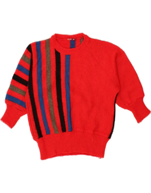 VINTAGE Womens 3/4 Sleeve Crew Neck Jumper Sweater UK 12 Medium Red Jersey Fabric Tulle Fabric Batik Fabric VINTAGE Womens 3/4 Sleeve Crew Neck Jumper Sweater UK 12 Medium Red Jersey Fabric Tulle Fabric Batik Fabric
