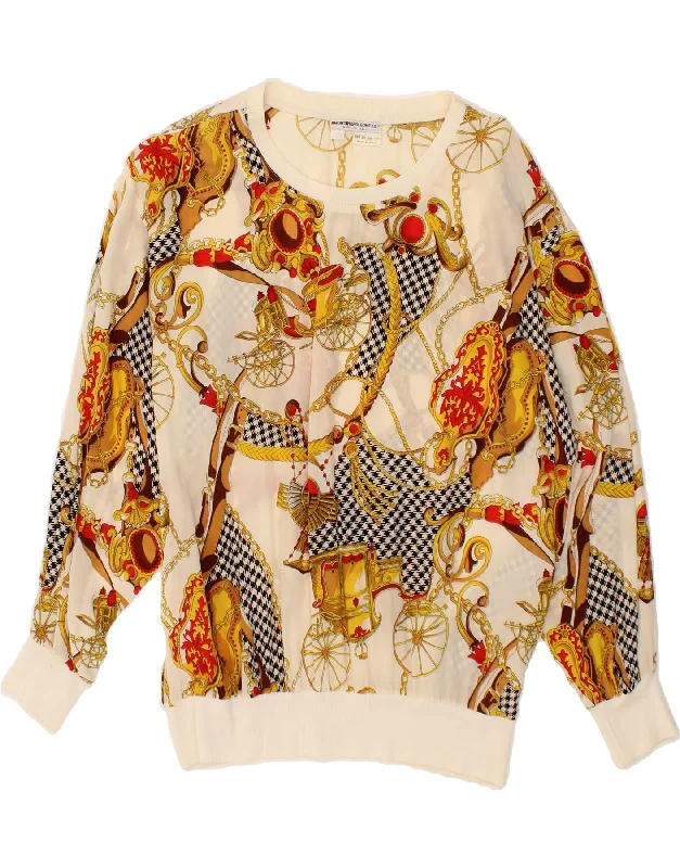 VINTAGE Womens Boat Neck Jumper Sweater UK 12 Medium Beige Silk Jersey Fabric Tulle Fabric Batik Fabric VINTAGE Womens Boat Neck Jumper Sweater UK 12 Medium Beige Silk Jersey Fabric Tulle Fabric Batik Fabric