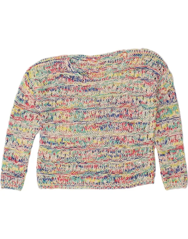 VINTAGE Womens Boat Neck Jumper Sweater UK 14 Large Multicoloured Acrylic Welt Pockets Slit Pockets Flap Pockets VINTAGE Womens Boat Neck Jumper Sweater UK 14 Large Multicoloured Acrylic Welt Pockets Slit Pockets Flap Pockets