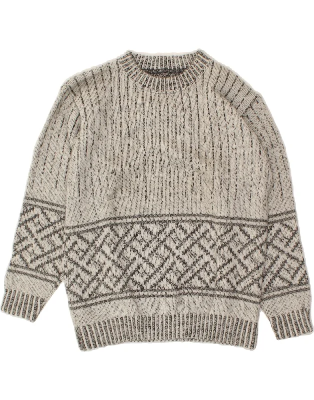VINTAGE Womens Boat Neck Jumper Sweater UK 14 Medium Grey Fair Isle Sweater Knitwear Pullover VINTAGE Womens Boat Neck Jumper Sweater UK 14 Medium Grey Fair Isle Sweater Knitwear Pullover