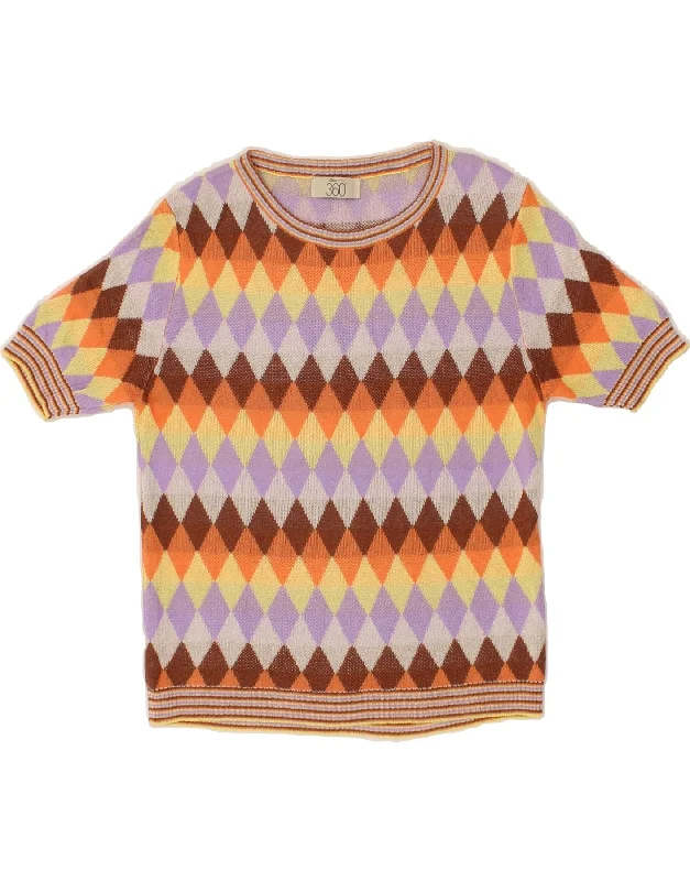VINTAGE Womens Boat Neck Jumper Sweater UK 8 Small Multicoloured Plaid Sweater Polka Dot Checkered VINTAGE Womens Boat Neck Jumper Sweater UK 8 Small Multicoloured Plaid Sweater Polka Dot Checkered