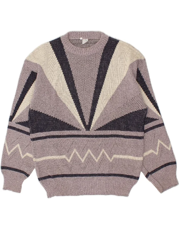 VINTAGE Womens Crew Neck Jumper Sweater IT 50 Medium Grey Colourblock Polka Dot Checkered Tartan VINTAGE Womens Crew Neck Jumper Sweater IT 50 Medium Grey Colourblock Polka Dot Checkered Tartan