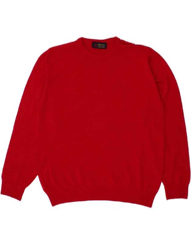 VINTAGE Womens Crew Neck Jumper Sweater UK 14 Medium Red Virgin Wool Stretchy Elastic Breathable VINTAGE Womens Crew Neck Jumper Sweater UK 14 Medium Red Virgin Wool Stretchy Elastic Breathable