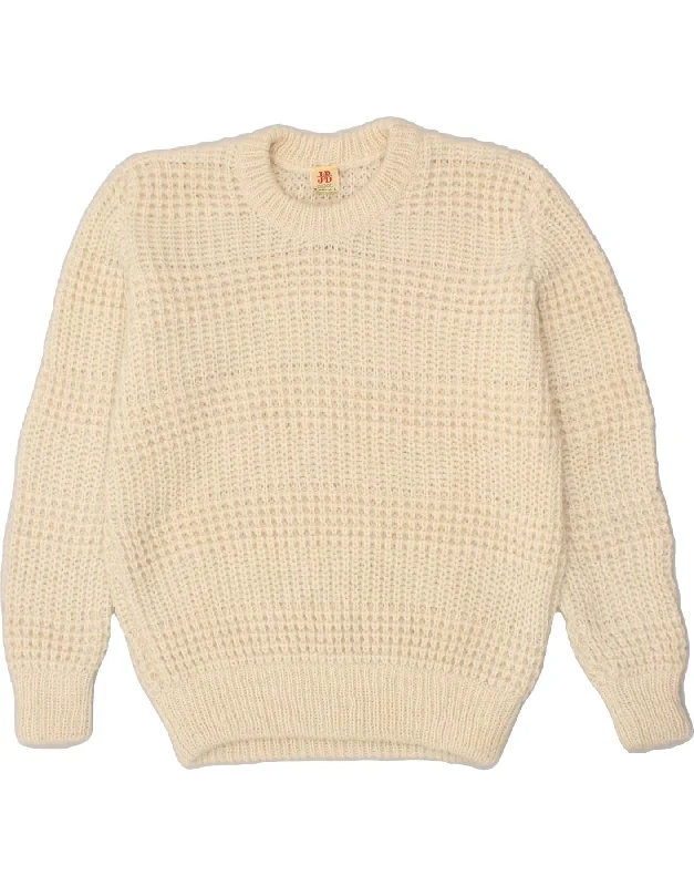 VINTAGE Womens Crew Neck Jumper Sweater UK 16 Large Beige Alpaca Wool Houndstooth Herringbone Solid VINTAGE Womens Crew Neck Jumper Sweater UK 16 Large Beige Alpaca Wool Houndstooth Herringbone Solid
