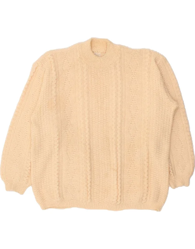 VINTAGE Womens Crew Neck Jumper Sweater UK 16 Large Beige Polyacrylic Modern Contemporary Chic VINTAGE Womens Crew Neck Jumper Sweater UK 16 Large Beige Polyacrylic Modern Contemporary Chic