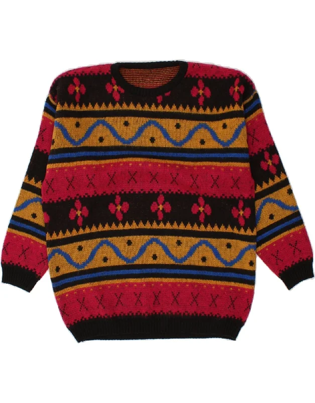VINTAGE Womens Crew Neck Jumper Sweater UK 18 XL Multicoloured Fair Isle Fitted Loose Oversized VINTAGE Womens Crew Neck Jumper Sweater UK 18 XL Multicoloured Fair Isle Fitted Loose Oversized