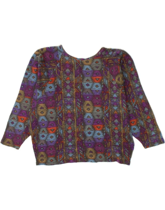 VINTAGE Womens Crop Boat Neck Jumper Sweater UK 18 XL Multicoloured Satin Blend Silk Blend Wool Blend VINTAGE Womens Crop Boat Neck Jumper Sweater UK 18 XL Multicoloured Satin Blend Silk Blend Wool Blend