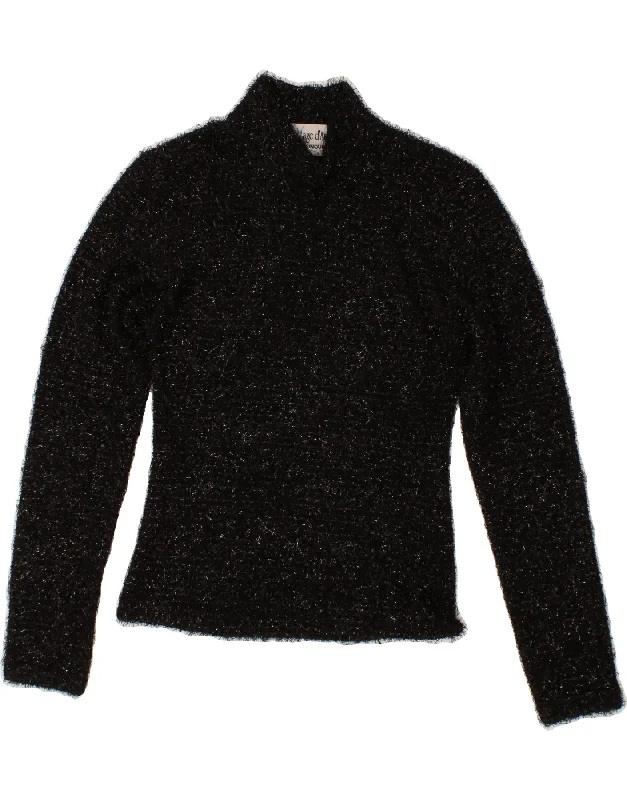 VINTAGE Womens Crop Turtle Neck Jumper Sweater UK 4 XS Black Anti-Pilling Anti-Shrink Durable VINTAGE Womens Crop Turtle Neck Jumper Sweater UK 4 XS Black Anti-Pilling Anti-Shrink Durable