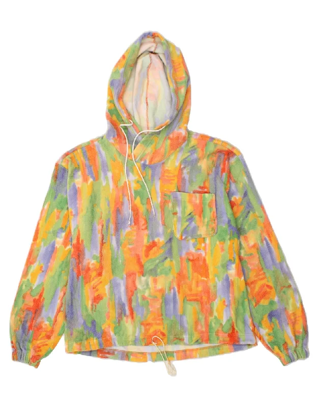 VINTAGE Womens Fleece Hoodie Jumper UK 18 XL Multicoloured Tie Dye Hoodie with Set-In Sleeves Structured Classic VINTAGE Womens Fleece Hoodie Jumper UK 18 XL Multicoloured Tie Dye Hoodie with Set-In Sleeves Structured Classic