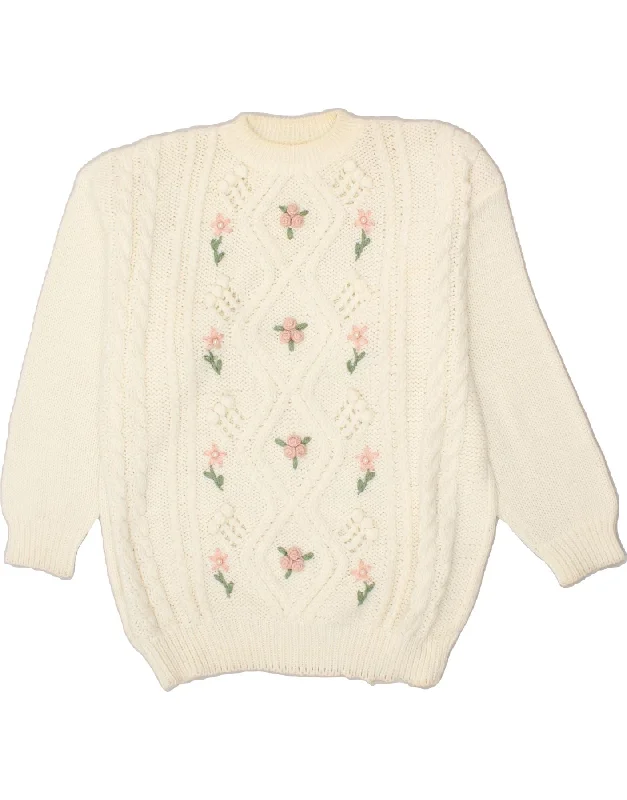 VINTAGE Womens Graphic Crew Neck Jumper Sweater UK 20 2XL Off White Floral Polka Dot Checkered Tartan VINTAGE Womens Graphic Crew Neck Jumper Sweater UK 20 2XL Off White Floral Polka Dot Checkered Tartan