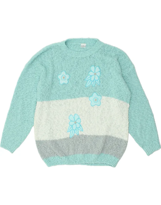 VINTAGE Womens Oversized Crew Neck Jumper Sweater IT 48 XL Turquoise Wool Sweater Cotton Sweater Cashmere Sweater VINTAGE Womens Oversized Crew Neck Jumper Sweater IT 48 XL Turquoise Wool Sweater Cotton Sweater Cashmere Sweater