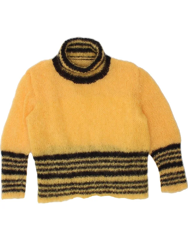 VINTAGE Womens Oversized Roll Neck Jumper Sweater UK 16 Large Yellow Zippered Front Buttoned Front Snap Front VINTAGE Womens Oversized Roll Neck Jumper Sweater UK 16 Large Yellow Zippered Front Buttoned Front Snap Front