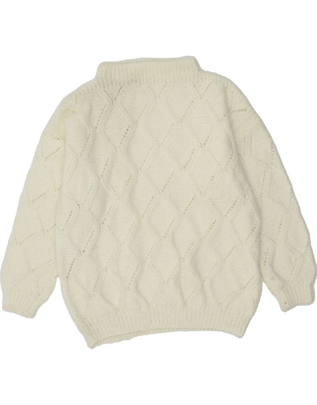 VINTAGE Womens Turtle Neck Jumper Sweater UK 16 Large White Argyle/Diamond Satin Fabric Silk Fabric Chiffon Fabric VINTAGE Womens Turtle Neck Jumper Sweater UK 16 Large White Argyle/Diamond Satin Fabric Silk Fabric Chiffon Fabric