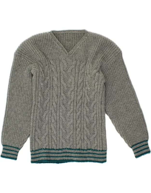 VINTAGE Womens V-Neck Jumper Sweater UK 14 Medium Grey Wool Sweater Cotton Sweater Cashmere Sweater VINTAGE Womens V-Neck Jumper Sweater UK 14 Medium Grey Wool Sweater Cotton Sweater Cashmere Sweater
