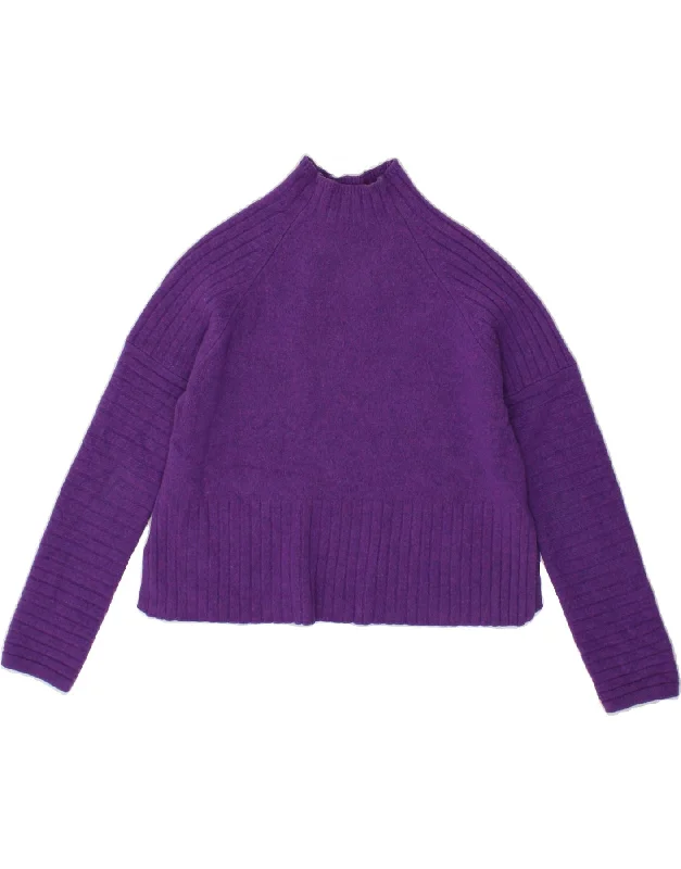 WHISTLES Womens Crop Turtle Neck Jumper Sweater UK 10 Small Purple Houndstooth Herringbone Solid WHISTLES Womens Crop Turtle Neck Jumper Sweater UK 10 Small Purple Houndstooth Herringbone Solid
