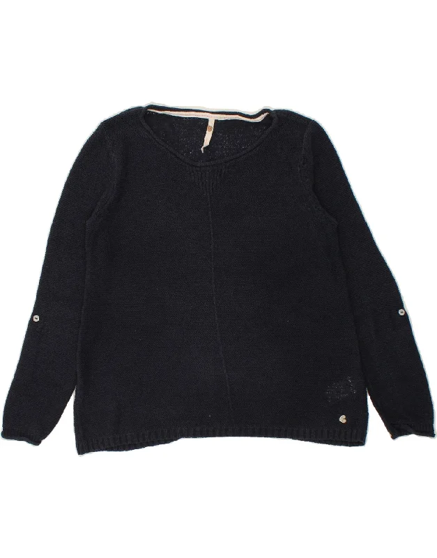 WHITE STUFF Womens Boat Neck Jumper Sweater UK 12 Medium Navy Blue Linen Ribbed Striped Patterned WHITE STUFF Womens Boat Neck Jumper Sweater UK 12 Medium Navy Blue Linen Ribbed Striped Patterned
