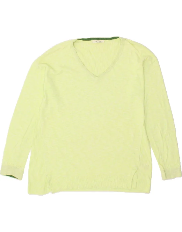 WHITE STUFF Womens V-Neck Jumper Sweater UK 12 Medium Green Cotton Front Pockets Side Pockets Patch Pockets WHITE STUFF Womens V-Neck Jumper Sweater UK 12 Medium Green Cotton Front Pockets Side Pockets Patch Pockets