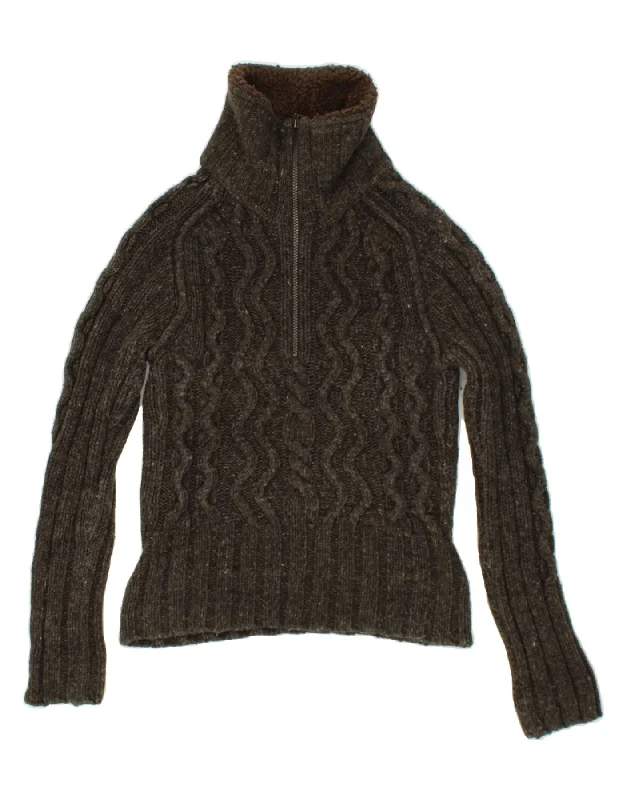 WHITE STUFF Womens Zip Neck Jumper Sweater UK 12 Medium Grey Wool Embroidered Appliqued Beaded WHITE STUFF Womens Zip Neck Jumper Sweater UK 12 Medium Grey Wool Embroidered Appliqued Beaded