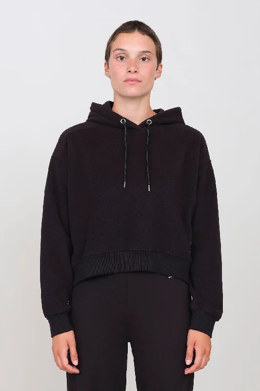 Women's Hooded Fleece Black Graphic Hoodie Design Print