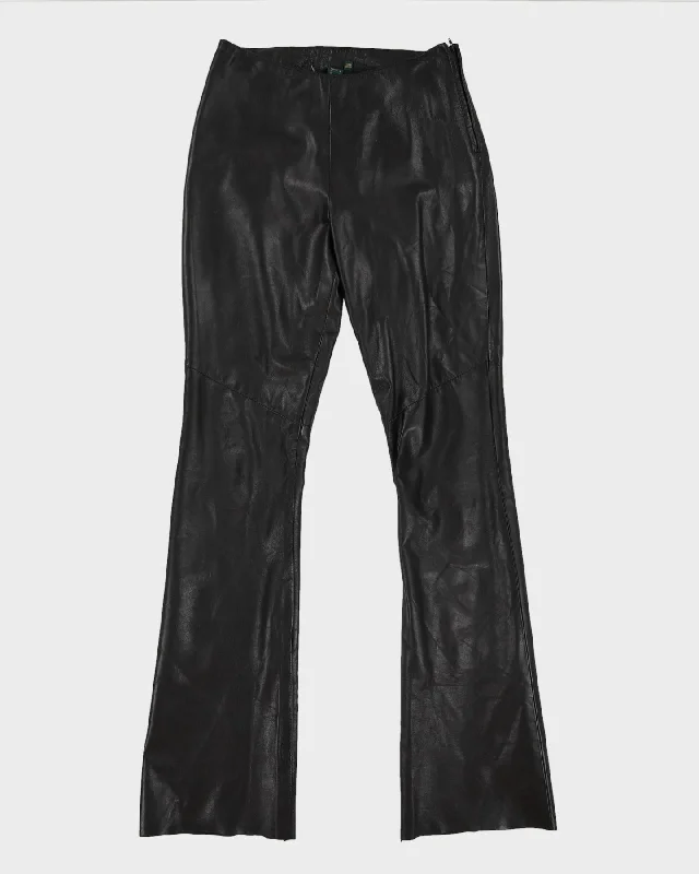 Black Leather Trousers - W27 L34 Trousers Pleated Formal