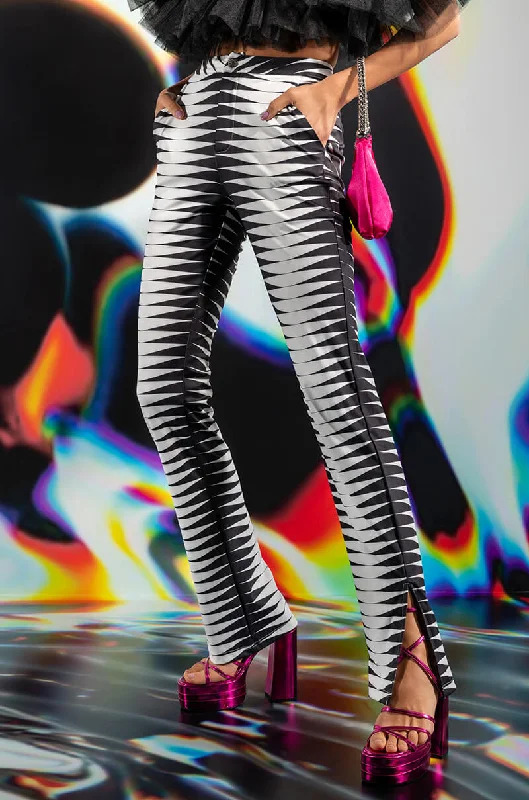 ELECTRIFY HIGH WAISTED FLARED TROUSERS Trousers Plaid Checkered