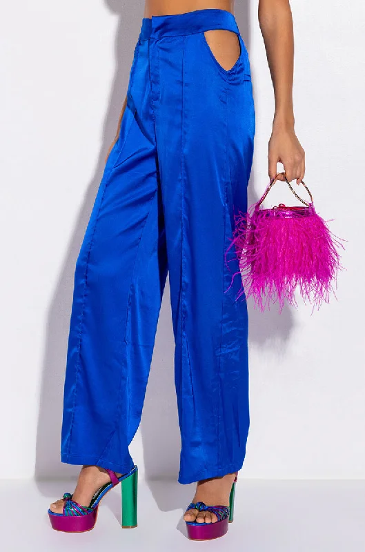 KEEP IT SIMPLE HIGH WAISTED SATIN TROUSER Trousers Leather Faux
