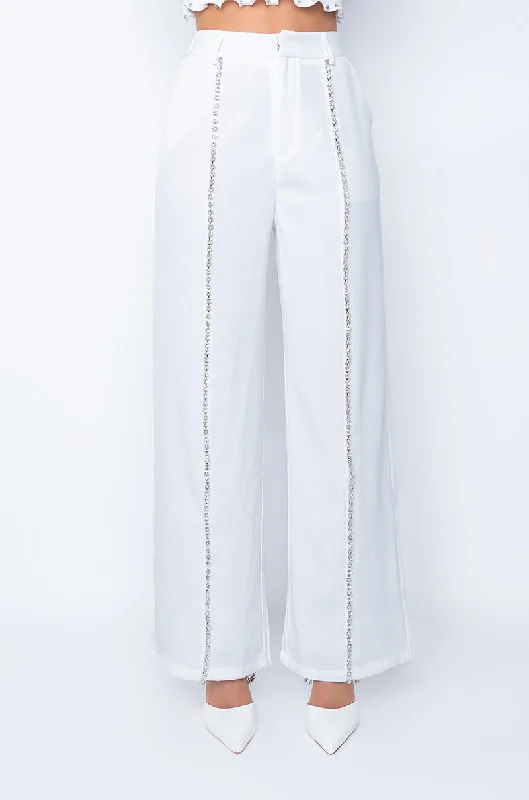 MY BAG MY CHOICE STRAIGHT TROUSERS WITH RHINESTONE TRIM Trousers Party Sparkling