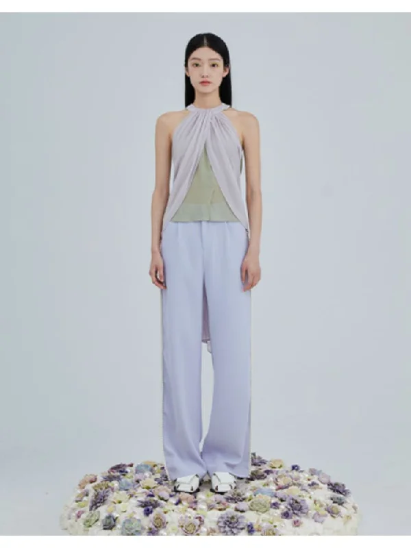 High-waisted wide-leg trousers【s0000001957】 Trousers Ceremony Elegant