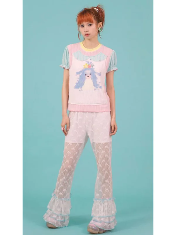 Lace Girl Casual Flared Trousers【s0000002769】 Trousers Formal Black