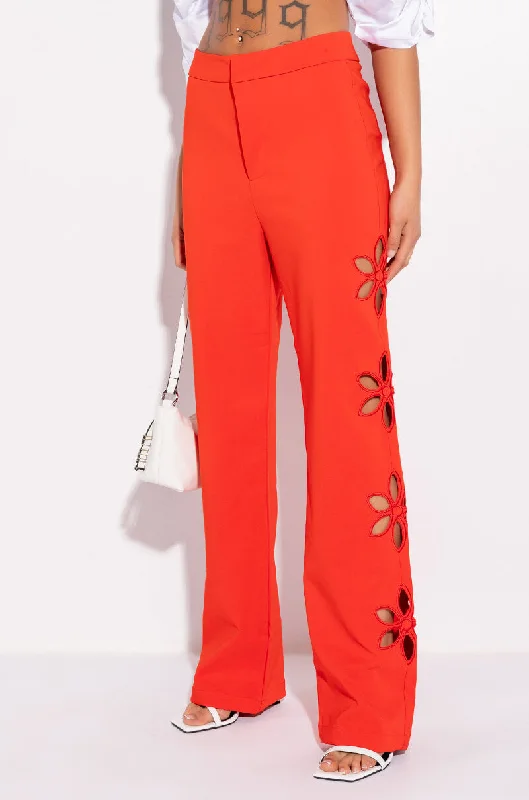 THERE GOES THE ALARM HIGH WAISTED CUTOUT STRAIGHT LEG TROUSERS Trousers Velvet Soft