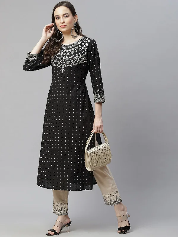Women Ethnic Motifs Printed Thread Work Pure Cotton Kurta with Trousers Trousers Wedding White Women Ethnic Motifs Printed Thread Work Pure Cotton Kurta with Trousers Trousers Wedding White