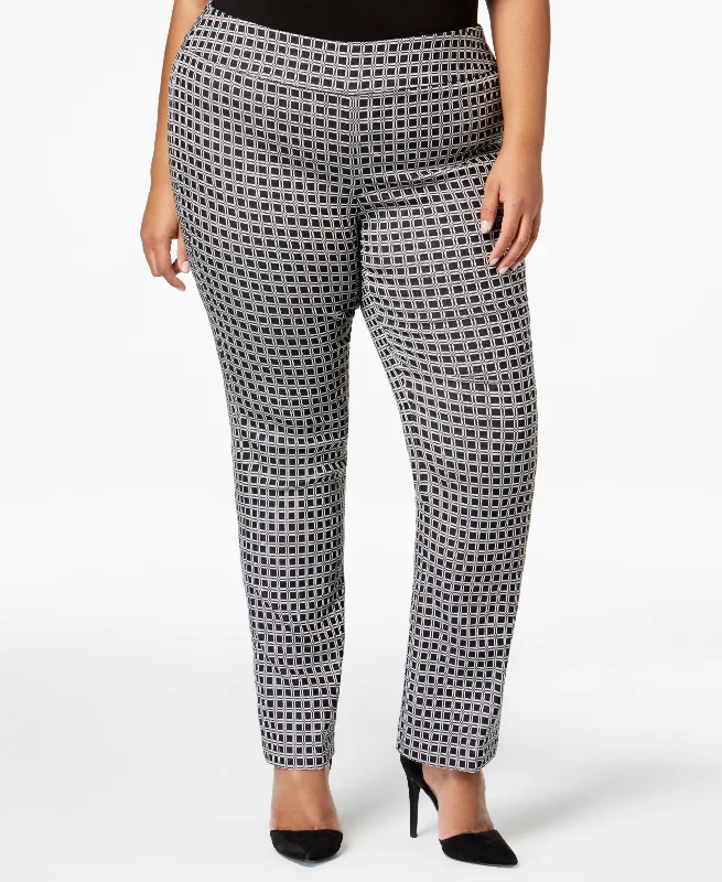Alfani Plus Size Jacquard Print Pull On Trousers Trousers Velvet Soft