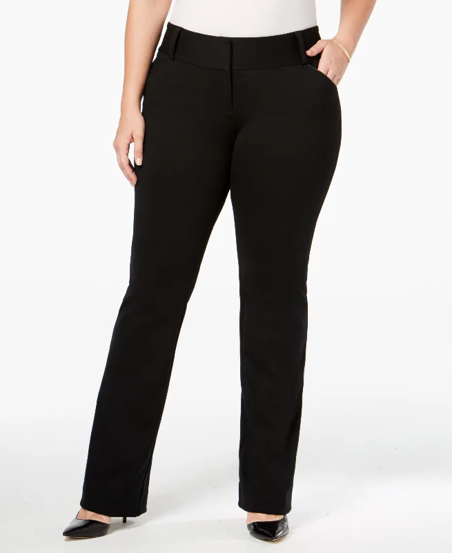 Alfani Plus Size Tummy Control Faux Leather Trim Trousers Trousers Lace Delicate