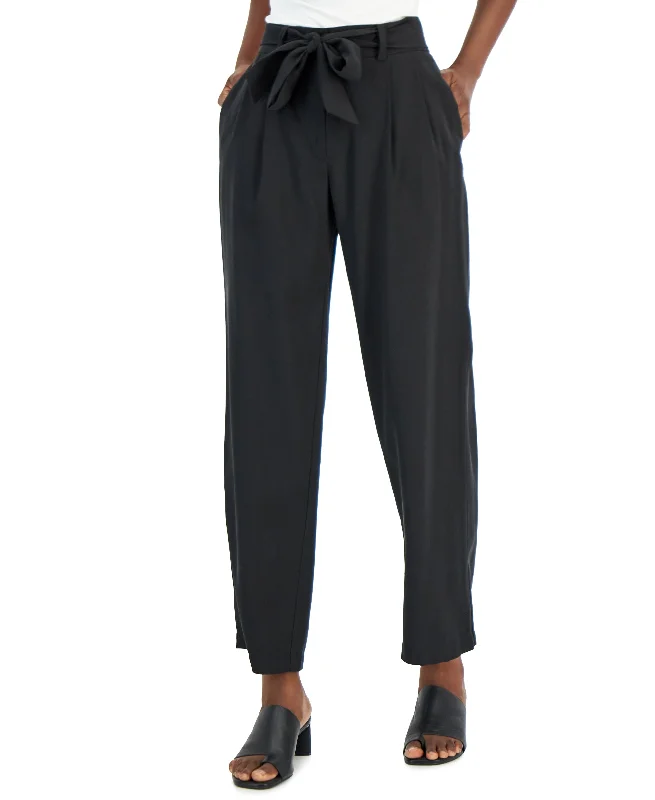 Alfani Womens Tie Belt Trousers Trousers Chinos Classic