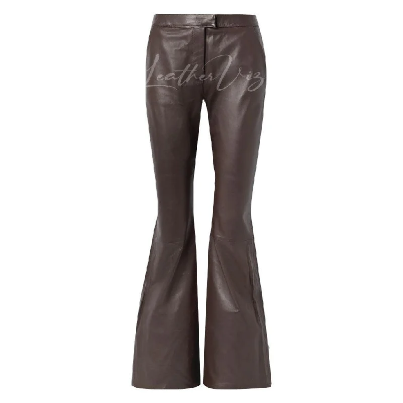 BELL BOTTOM STYLE LEATHER TROUSERS Trousers Essential Wardrobe
