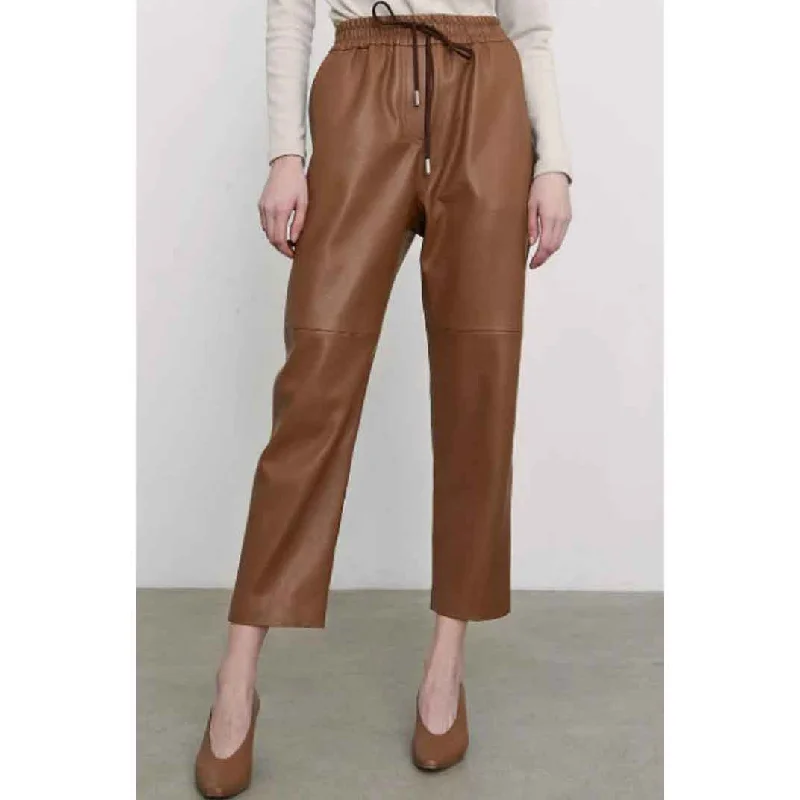 Brown Leather Trouser Women Trousers Modern Contemporary