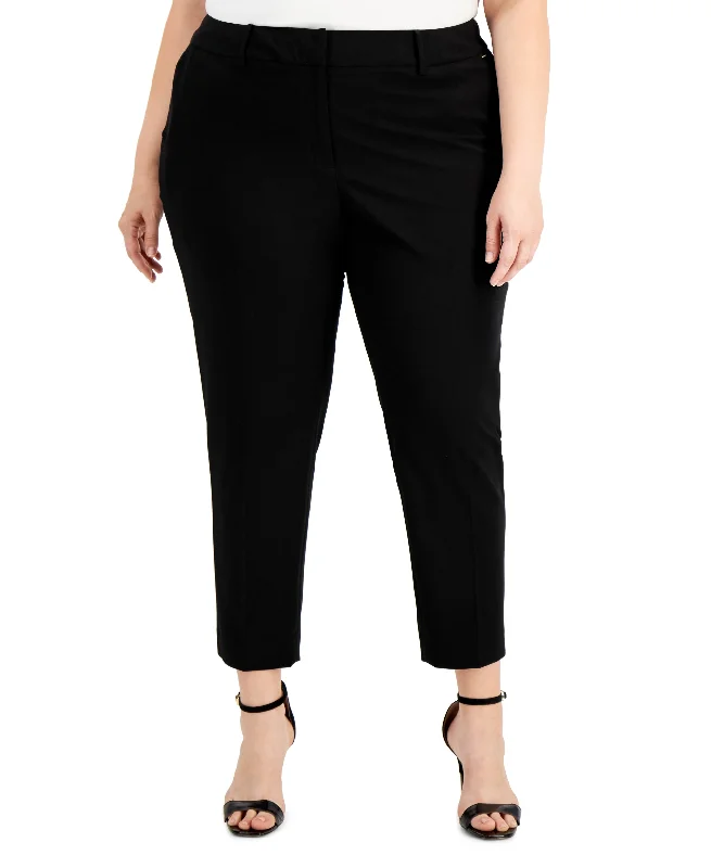 Calvin Klein Womens Plus Ankle Office Dress Pants Trousers Solid Black