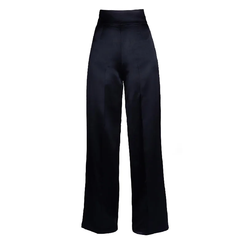 LIMITED EDITION 'Jolie' Heavy Silk Palazzo Trousers in Blu Trousers Tapered Slim Fit LIMITED EDITION 'Jolie' Heavy Silk Palazzo Trousers in Blu Trousers Tapered Slim Fit