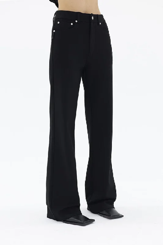 Classic Black Straight-Leg Trousers Trousers High Rise Slim Fit