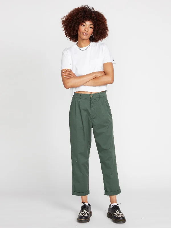 Frochickie Trousers - DARK PINE High Waist Slim Fit Ankle Length