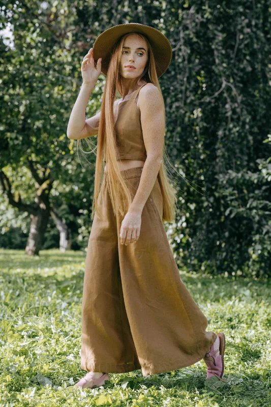 Midi Charlotte Trousers, Hemp, Camel Brown Trousers sophisticated sleek